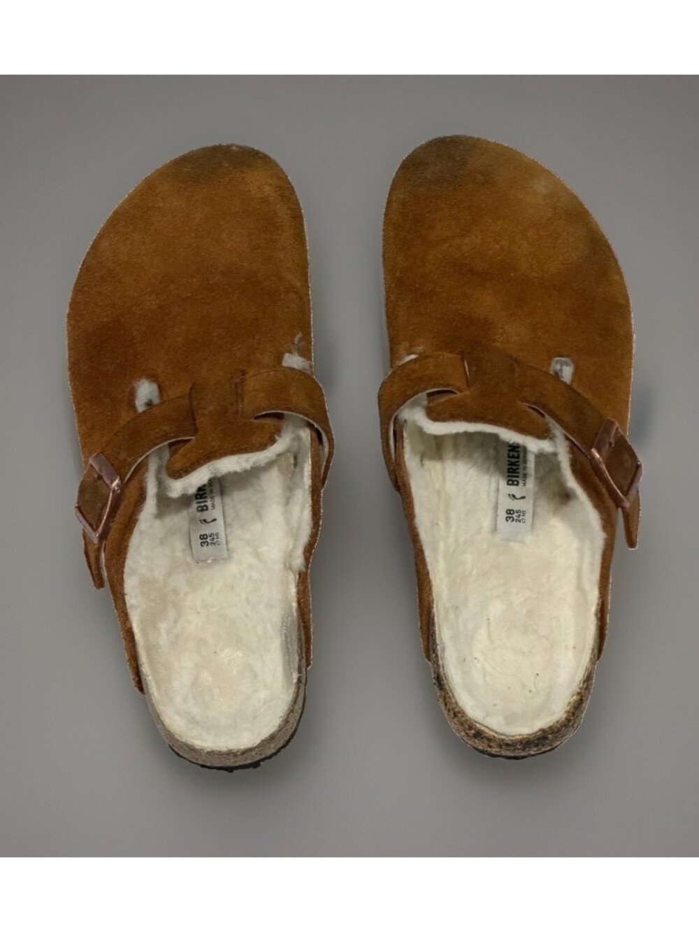 Birkenstock Boston Womens Size 7 Shearling Clogs Brown Mink Suede EU 38 L7 M5